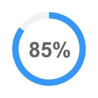 85 percent filled battery charging. Round loading bar icon of process, progress, waiting, transfer, buffering or downloading. Design element for web site or mobile app vector