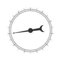 Round measuring scale with rotating arrow. 360 degree template of barometer, compass, circular ruler tool vector