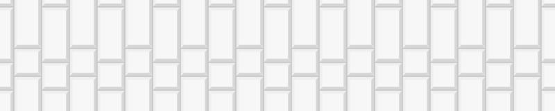 White vertical rectangle and square tile texture. Ceramic or brick wall horizontal background. Kitchen backsplash or bathroom floor seamless pattern. Facade decoration layout vector