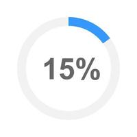 15 percent filled round battery charging or downloading bar. Progress, waiting, transfer, buffering or loading process icon. Element for website or mobile app interface vector