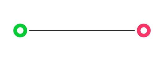 Straight line from start to finish points. Symbol of direction, aim, target, short path, easy challenge, fast way, ideal plan vector