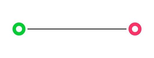 Straight line from start to finish points. Symbol of direction, aim, target, short path, easy challenge, fast way, ideal plan vector