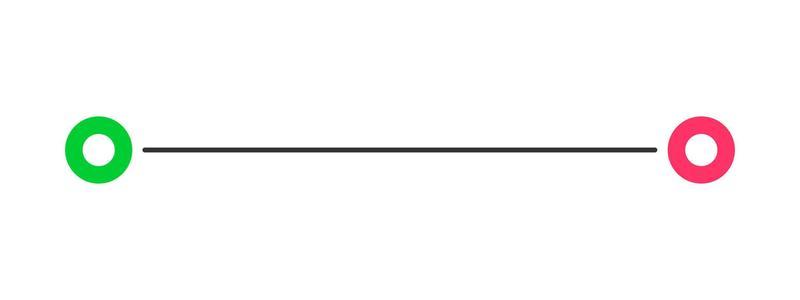 Straight line from start to finish points. Symbol of direction, aim, target, short path, easy challenge, fast way, ideal plan