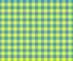 Gingham seamless pattern in Ukrainian flag blue and yellow colors. Checkered texture for picnic blanket, tablecloth, plaid. Fabric geometric background, textile design vector