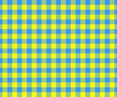 Gingham seamless pattern in Ukrainian flag blue and yellow colors. Checkered texture for picnic blanket, tablecloth, plaid. Fabric geometric background, textile design vector