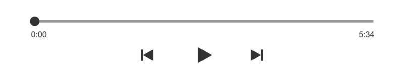 audio o vídeo jugador Progreso cargando bar con hora control deslizante, jugar, rebobinar y rápido adelante botones. sencillo modelo de medios de comunicación jugador reproducción panel interfaz vector