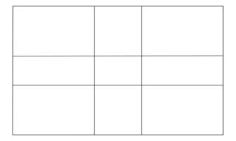 Golden ratio template. Rectangle divided on harmony proportions. Fibonacci sequence. Perfect symmetry template for photography. Math symbol vector