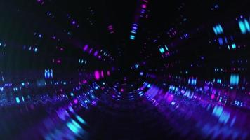 abstract deeltje achtergrond met spinnen gloeiend kleurrijk roze en blauw deeltjes en teder vloeiende golfde glas effect - lus, vol hd beweging achtergrond animatie. video