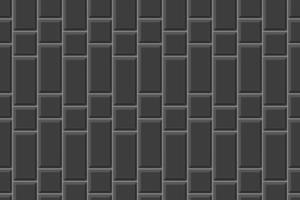 Black rectangle and square tile vertical masonry background. Ceramic or brick wall seamless pattern. Kitchen backsplash or bathroom floor texture vector