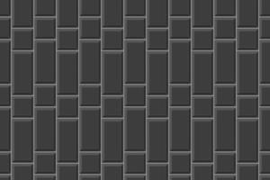 Black rectangle and square tile vertical masonry background. Ceramic or brick wall seamless pattern. Kitchen backsplash or bathroom floor texture vector