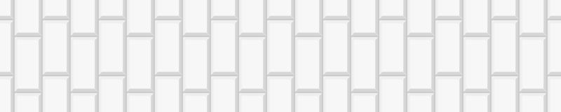 White vertical rectangle tile texture. Ceramic or brick wall seamless pattern. Kitchen backsplash or bathroom floor horizontal background. Interior or exterior surface vector