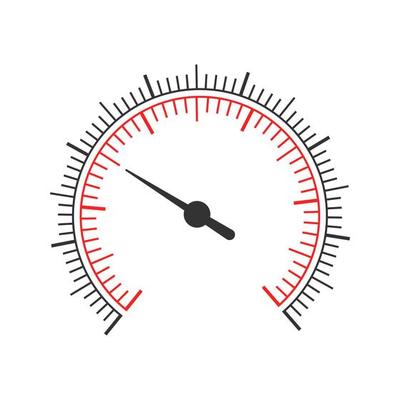 Round measuring scale with arrow. Graphic template for speedometer, pressure meter, gas regulator, fuel level gauge tool