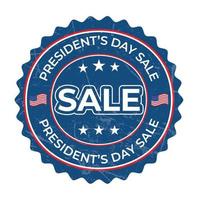 Presidents Day Sale Badge, Label, Stamp with USA Flag vector