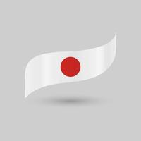 The national flag of Japan a white flag wave flowing a red sun label sticker badge national isolated vector on white background