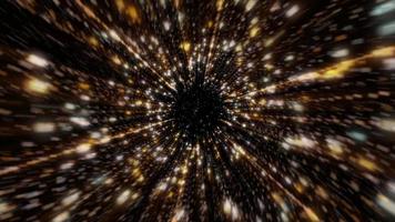 Outer space glowing golden stars background. Flying through a galaxy of gold stars and particles at hyperspace warp speed. Looping, HD motion background animation. video