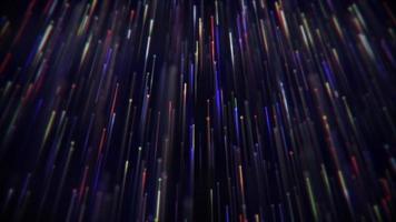 A stream of flowing multicolored digital fiber optic light data node particles. Communication and connectivity concept. Full HD and looping technology motion background animation. video