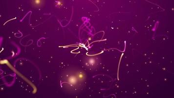 Fun party and celebration motion background animation with dancing, glowing multi-colored particles of light and streamers. Full HD, looping background suitable as a party invitation. video