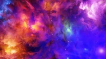 Colorful nebula gas cloud in outer space star background 3D rendering video