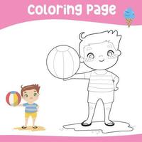 Colouring page with summer theme. Coloring activity. Vector file.