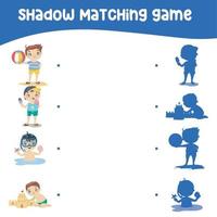 Matching shadow game for children. Find the correct shadow. Worksheet for kid. Educational printable worksheet. Vector illustration.