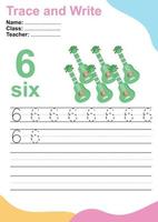 Trace and write number for children. Exercise for children to recognize the number. Educational worksheet for preschool. Vector file.