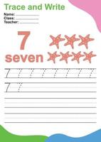 Trace and write number for children. Exercise for children to recognize the number. Educational worksheet for preschool. Vector file.