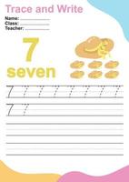 Trace and write number for children. Exercise for children to recognize the number. Educational worksheet for preschool. Vector file.