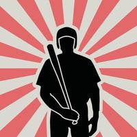 Silhouette baseball player vector