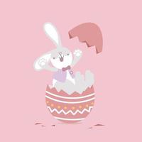 happy easter festival with animal pet bunny rabbit and egg, pastel color, flat vector illustration cartoon character