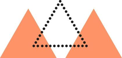 Set of an abstract triangle. Dots line. Vector illustration.