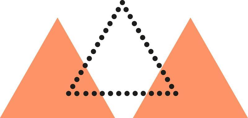 Set of an abstract triangle. Dots line. Vector illustration.