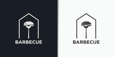 Vector vintage retro rustic BBQ grill barbecue barbecue logo