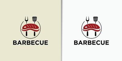 Vector vintage retro rustic BBQ grill barbecue barbecue logo