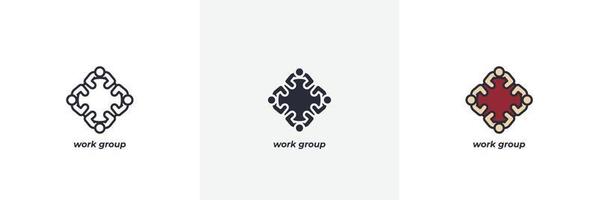 work group icon. Line, solid and filled outline colorful version, outline and filled vector sign. Idea Symbol, logo illustration. Vector graphics