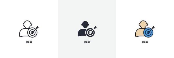 goal icon. Line, solid and filled outline colorful version, outline and filled vector sign. Idea Symbol, logo illustration. Vector graphics