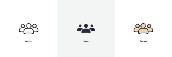 team icon. Line, solid and filled outline colorful version, outline and filled vector sign. Idea Symbol, logo illustration. Vector graphics