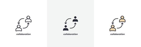 collaboration icon. Line, solid and filled outline colorful version, outline and filled vector sign. Idea Symbol, logo illustration. Vector graphics