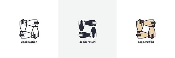 cooperation icon. Line, solid and filled outline colorful version, outline and filled vector sign. Idea Symbol, logo illustration. Vector graphics