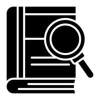 Magnifier with book, vector design of research book