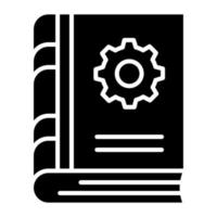 Cogwheel on book denoting concept of user manual book vector