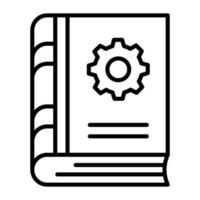 Cogwheel on book denoting concept of user manual book vector