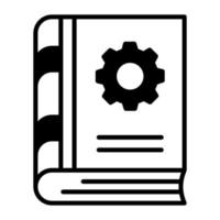 Cogwheel on book denoting concept of user manual book vector