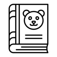 Panda face on book, vector design of animal book in trendy style