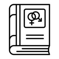 Male and female gender symbol on book, vector design of sex education