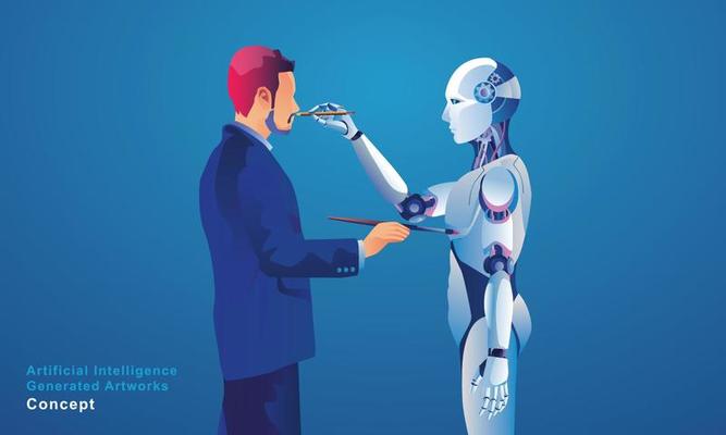 Robot Painting Creating Artwork, artificial intelligence artist assistant