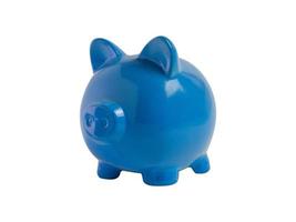 The blue piggy bank on white background  isolation image for earn or saving concept photo
