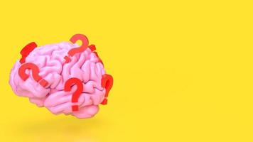 The pink  Brain and red question mark for sci or education concept 3d rendering photo