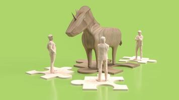 The Business man and Unicorn on jigsaw for Startup concept 3d rendering photo