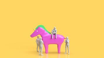 The Business man and Unicorn on Yellow Background for Startup concept 3d rendering photo