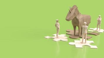 The Business man and Unicorn on jigsaw for Startup concept 3d rendering photo